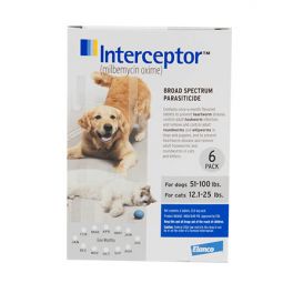 6 MONTH Interceptor For Dogs 51-100lbs and Cats 12.1-25lbs